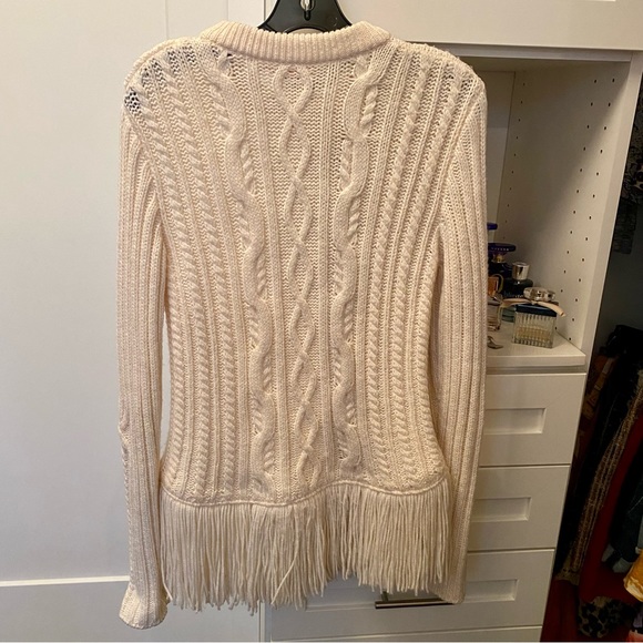 Tory Burch 'Valero' Fringe Hem Cable Knit Sweater - Picture 5 of 8